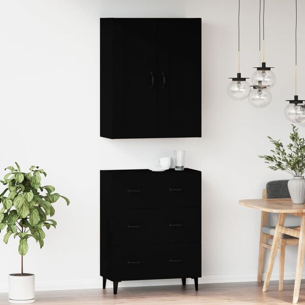 vidaXL Highboard svart konstruert tre
