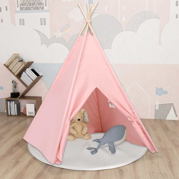 vidaXL Tipi-telt for barn med pose ferskenhud rosa 120x120x150 cm