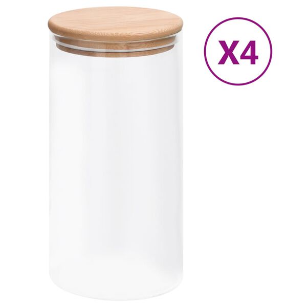 vidaXL Glasskrukker med bambuslokk 4 stk 1200 ml
