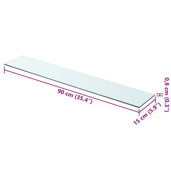 vidaXL Hyllepaneler 2 stk klart glass 90x15 cm