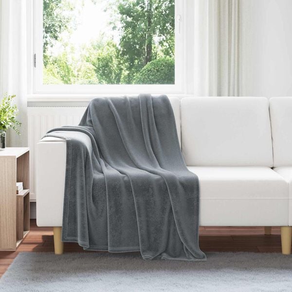 vidaXL Kastteppe M&oslash;rkegr&aring; 130 x 150 cm Fleece
