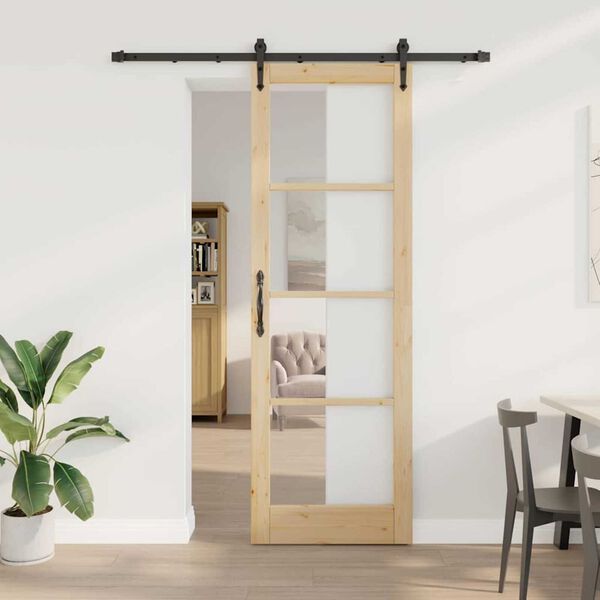 vidaXL Skyved&oslash;r Naturlig 78 x 232 cm Massivt furutre og glass