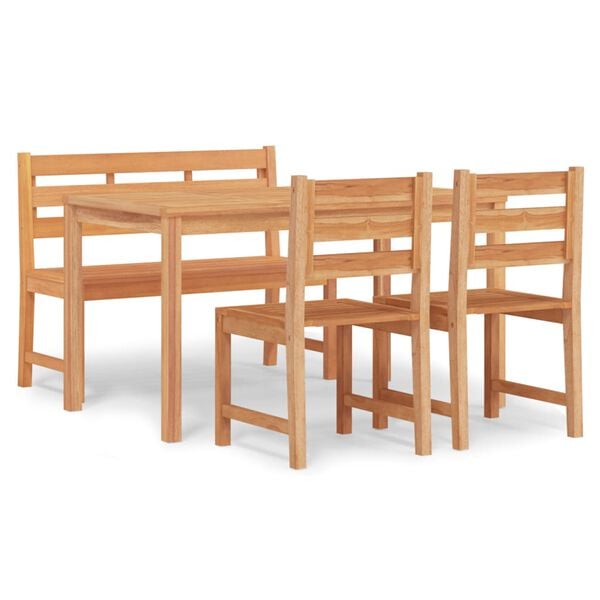 vidaXL Hagespisegruppe 4 deler heltre teak