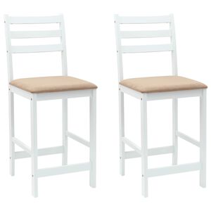 vidaXL Spisestoler 2 stk. Solid Gummitre Hvit 40 x 47,5 x 99,5 cm