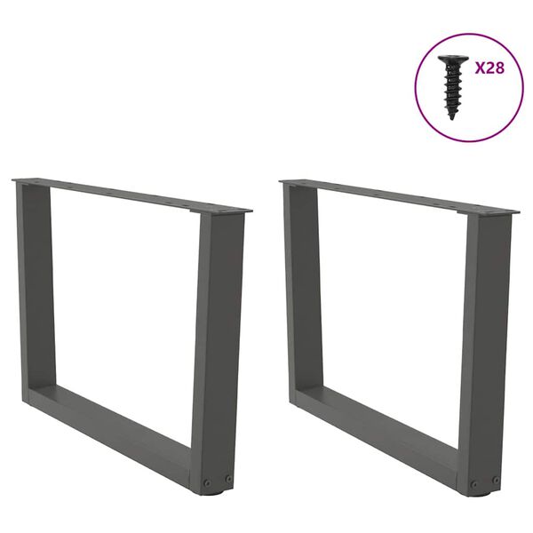 vidaXL Salongbordben V-formet 2 stk antrasitt 70 x (42-43,3) cm st&aring;l