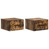 vidaXL Vegghengt Nattbord med skuff 2 pcs R&oslash;kt Eik 34,5 x 33 x 20 cm