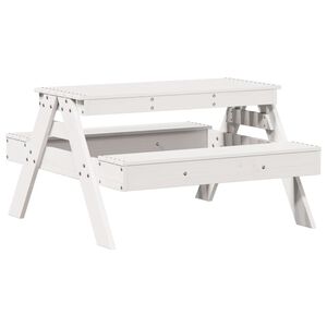 vidaXL Piknikbord for barn hvit 88x97x52 cm heltre furu