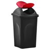 vidaXL Søppelbøtte med svinglokk 60L svart og rød