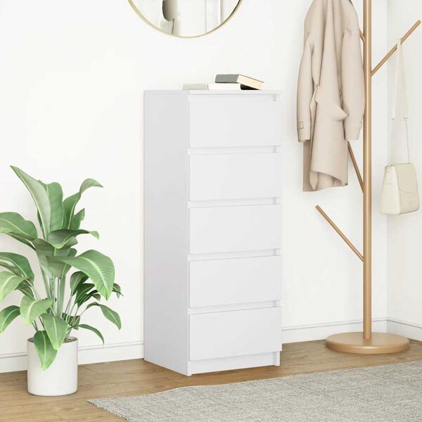 vidaXL Skjenk med skuffer hvit 37,5x35x99 cm konstruert tre