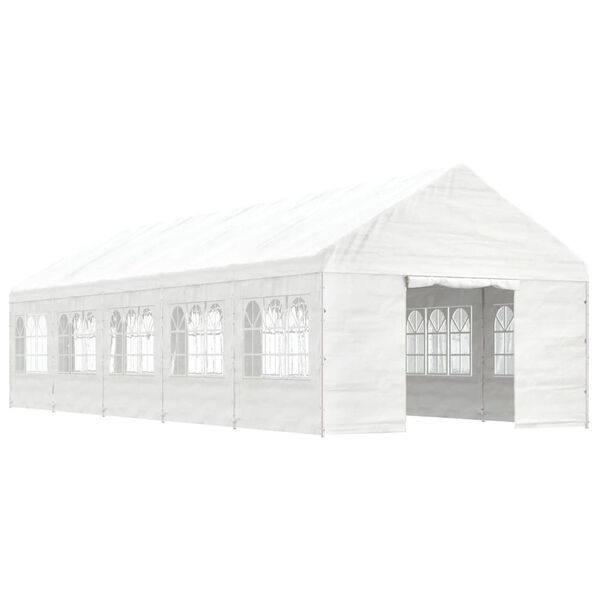 vidaXL Paviljong med tak hvit 11,15x4,08x3,22 m polyetylen