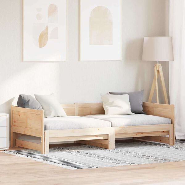 vidaXL Uttrekkbar Dagbed Brun 203,5 x 184 x 56,5 cm Massiv furu
