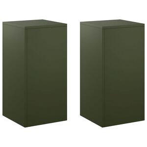 vidaXL Planteholder 2 pcs Olivengr&oslash;nn 30 x 30 x 60 cm St&aring;l
