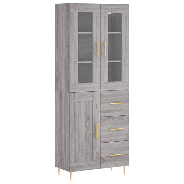 vidaXL Highboard gr&aring; sonoma 69,5x34x180 cm konstruert tre