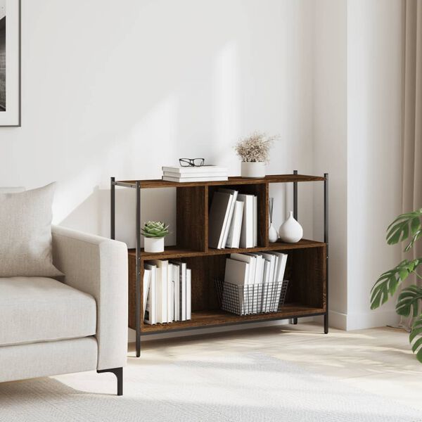 vidaXL Bokhylle brun eik 102x28x77,5 cm konstruert tre