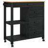 vidaXL Kj&oslash;kkenvogn MONZA Svart 84 x 40 x 88,5 cm Massiv furu