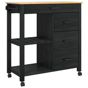 vidaXL Kj&oslash;kkenvogn MONZA Svart 84 x 40 x 88,5 cm Massiv furu