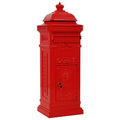 vidaXL Postkasse på søyle aluminium gammeldags rustbestandig rød