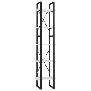 vidaXL Bokhylle 5 etasjer hvit 40x30x175 cm heltre furu