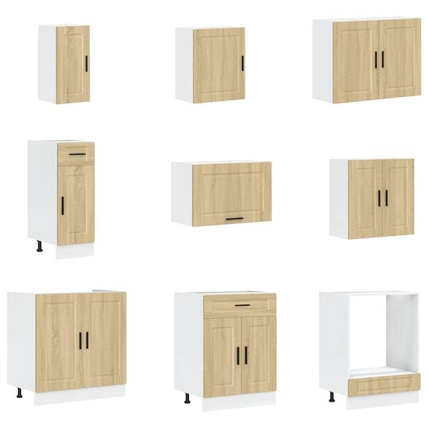 vidaXL Kj&oslash;kkenskapssett 14 deler Porto sonoma eik konstruert tre