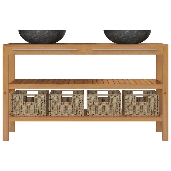 vidaXL Baderomshylle heltre teak med vasker marmor svart