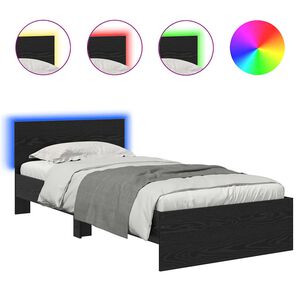 vidaXL Sengestamme med hodegjerde Svart Eik 90 x 200 cm Konstruert tre