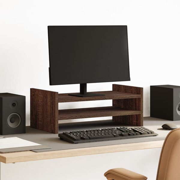 vidaXL Skjermhylle brun eik 50x27x20 cm konstruert tre