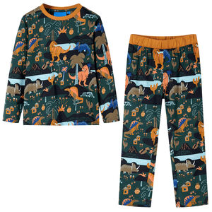 Pyjamas for barn med lange ermer m&oslash;rkegr&oslash;nn 92