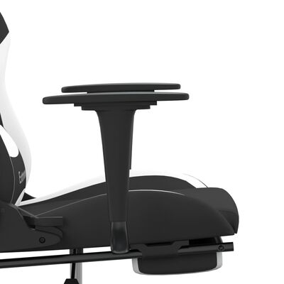 vidaXL Gamingstol med fotstøtte svart og hvit stoff