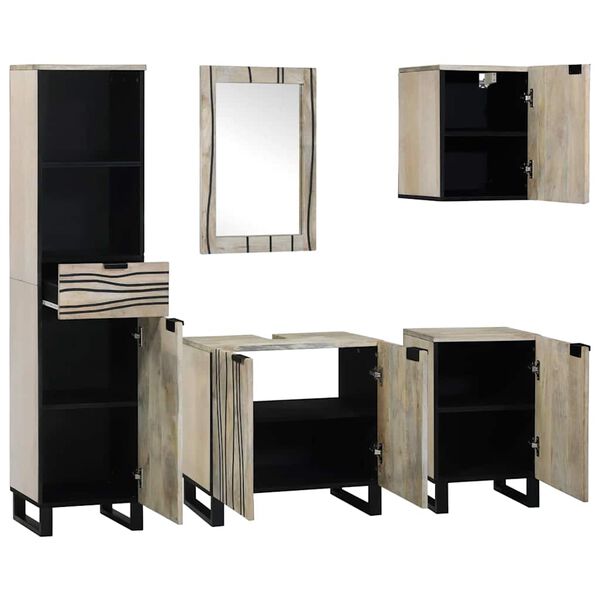 vidaXL Baderomsinnredningssett 5 pcs Valn&oslash;tt Brun Konstruert tre