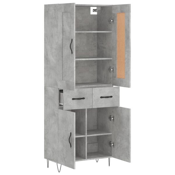 vidaXL Highboard betonggr&aring; 69,5x34x180 cm konstruert tre