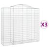 vidaXL Gabionkurver buede 3 stk 200x50x180/200 cm galvanisert jern