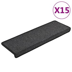 vidaXL Trappematter 15 stk 65x21x4 cm antrasitt rektangul&aelig;r kant