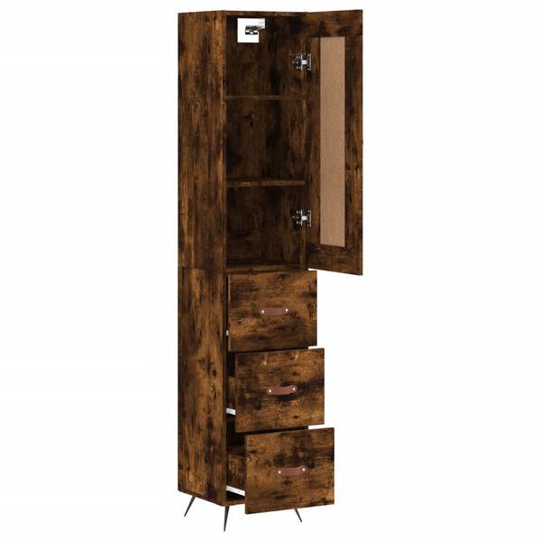 vidaXL Highboard r&oslash;kt eik 34,5x34x180 cm konstruert tre