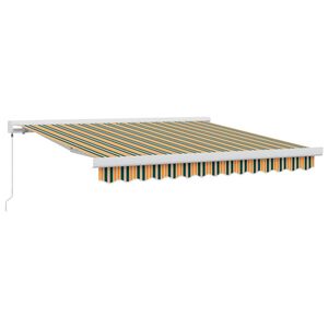 vidaXL Uttrekkbar markise Gr&oslash;nn og gul 300 x 250 cm L&aelig;r og aluminium
