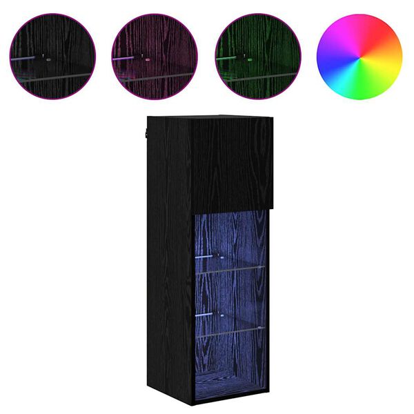 vidaXL Vegghengt TV-skap Svart Eik 30,5 x 30 x 90 cm Konstruert tre