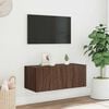 vidaXL Vegghengt TV-benk med LED brun eik 80x35x31 cm