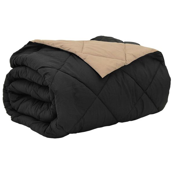 vidaXL Sommerdyne Svart og Taupe 220 x 260 cm Mikrofiber