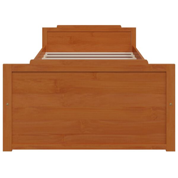 vidaXL Sengeramme med skuffer honningbrun heltre furu 90x200 cm