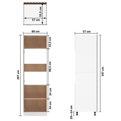 vidaXL Skap for kjøkkenskap betonggrå 60x57x207 cm sponplate