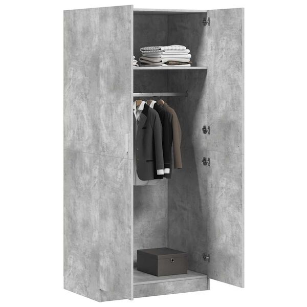 vidaXL Garderobe betonggr&aring; 80x52x180 cm konstruert tre