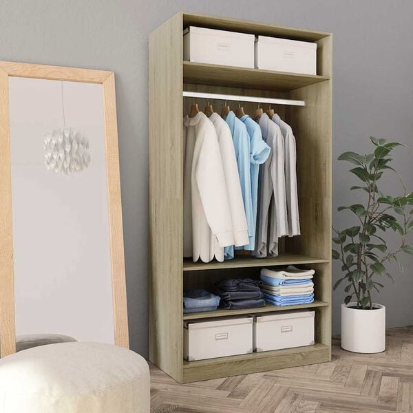 vidaXL Garderobe sonoma eik 100x50x200 cm konstruert tre