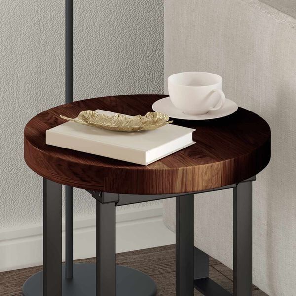 vidaXL Bordplate M&oslash;rk brun &Oslash; 40 x 4 cm Massivt Eiketre