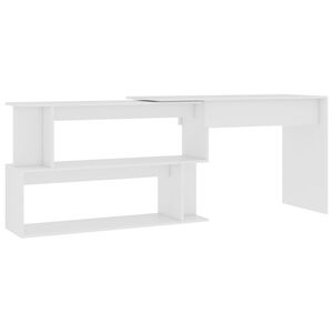 vidaXL Skrivebord for hj&oslash;rne hvit 200x50x76 cm konstruert tre