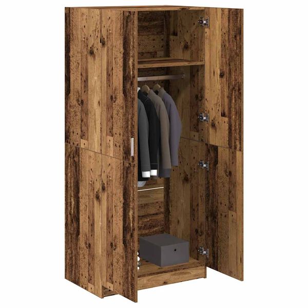 vidaXL Garderobe gammelt tre 90x52x200 cm konstruert tre