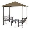 vidaXL Hagepaviljong med bord og benker 2,5x1,5x2,4 m gr&aring;brun 180 g/m&sup2;