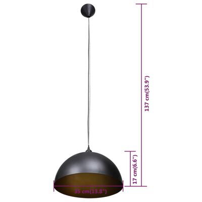 vidaXL Taklampe 2 stk høydejusterbar halvkuleformet svart