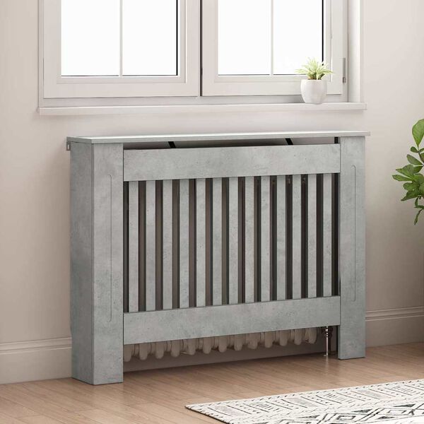 vidaXL Radiator Deksel Betonggr&aring; 112 x 19 x 81,5 cm Konstruert tre