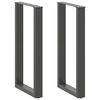 vidaXL Barbordben U-formet 2 stk antrasitt 50x(90-91) cm st&aring;l