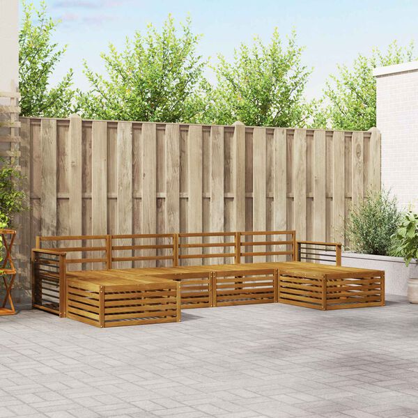 vidaXL Sofasett 6 pcs Naturlig Solid akasietre