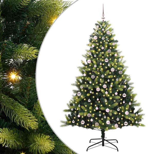 vidaXL Kunstig leddet juletre med 300 LED-lamper gr&oslash;nn 240 cm